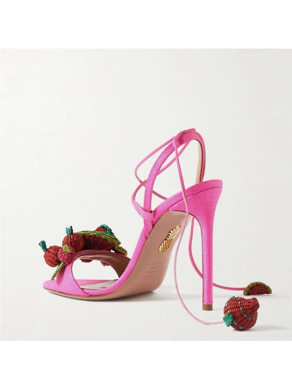 New AQUAZZURA Strawberry Punch embellished raffia sandals 41 $1,150 - Picture 4 of 12